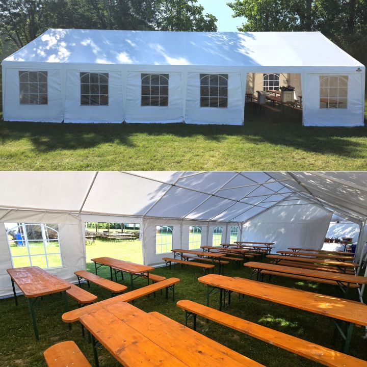 Cort alb pentru o petrecere in aer liber